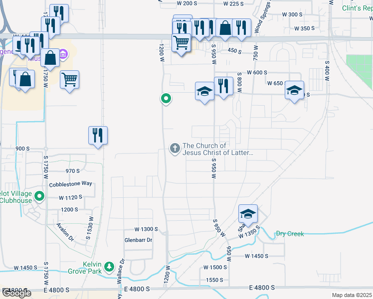 map of restaurants, bars, coffee shops, grocery stores, and more near 900 South in Springville