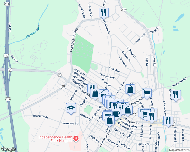 map of restaurants, bars, coffee shops, grocery stores, and more near 722 Broad Street in Mount Pleasant