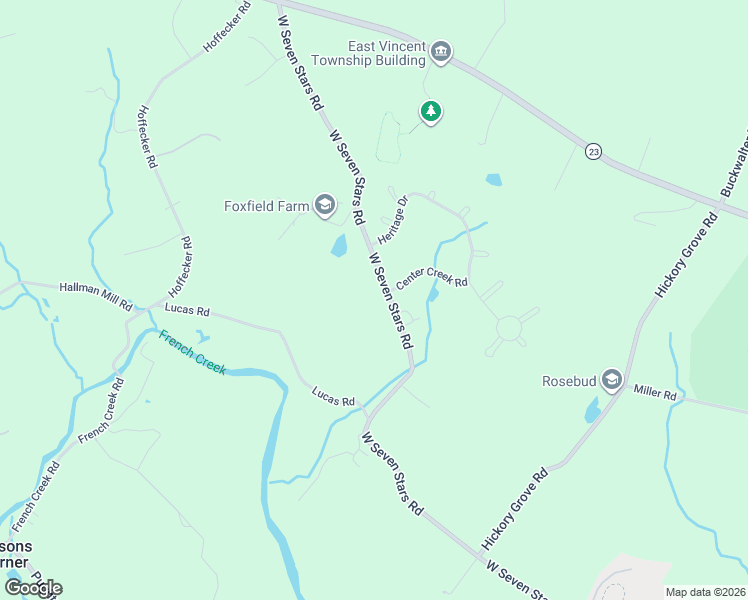 map of restaurants, bars, coffee shops, grocery stores, and more near 623 West Seven Stars Road in Phoenixville
