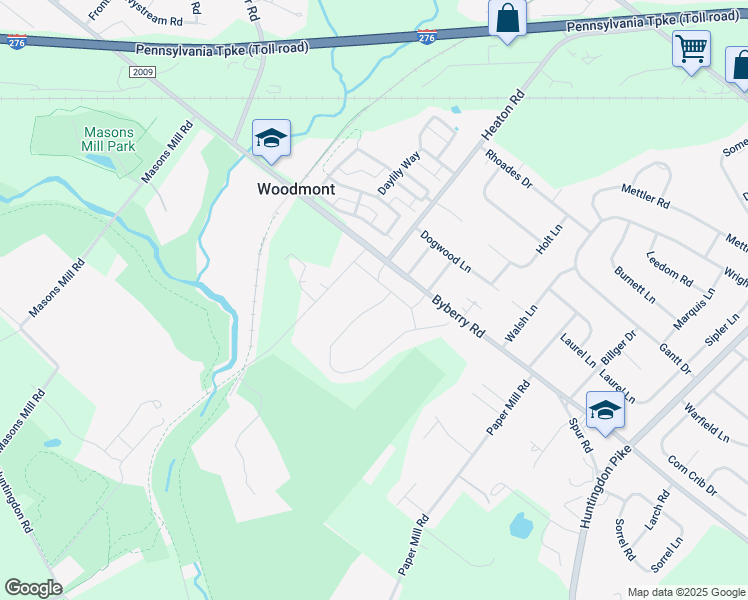 map of restaurants, bars, coffee shops, grocery stores, and more near 3442 Moore Lane in Montgomery County