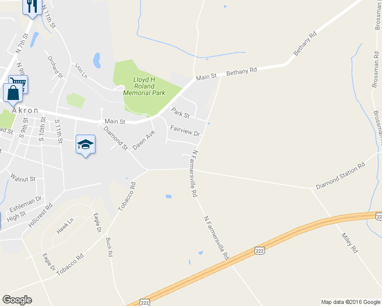 map of restaurants, bars, coffee shops, grocery stores, and more near 29 Diamond Spring Circle in Akron