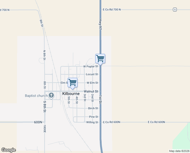 map of restaurants, bars, coffee shops, grocery stores, and more near 200 West Elm Street in Kilbourne