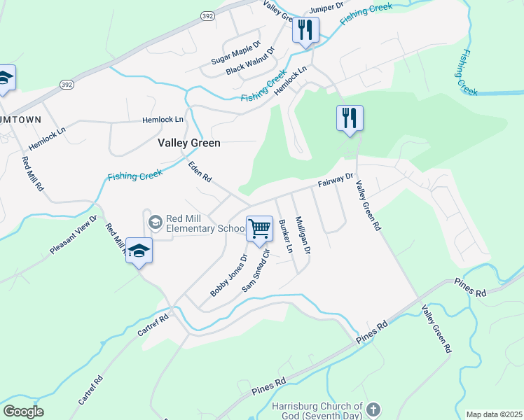 map of restaurants, bars, coffee shops, grocery stores, and more near 35 Bobby Jones Drive in Goldsboro
