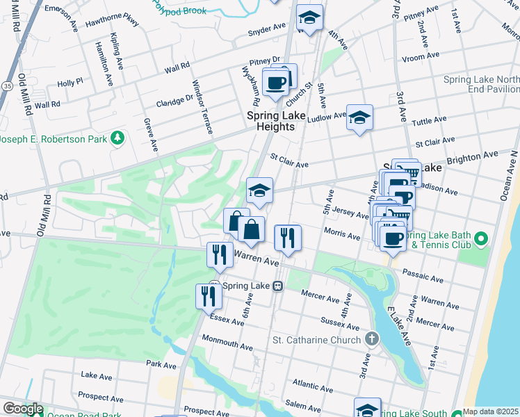 map of restaurants, bars, coffee shops, grocery stores, and more near 1110 Highway 71 in Spring Lake