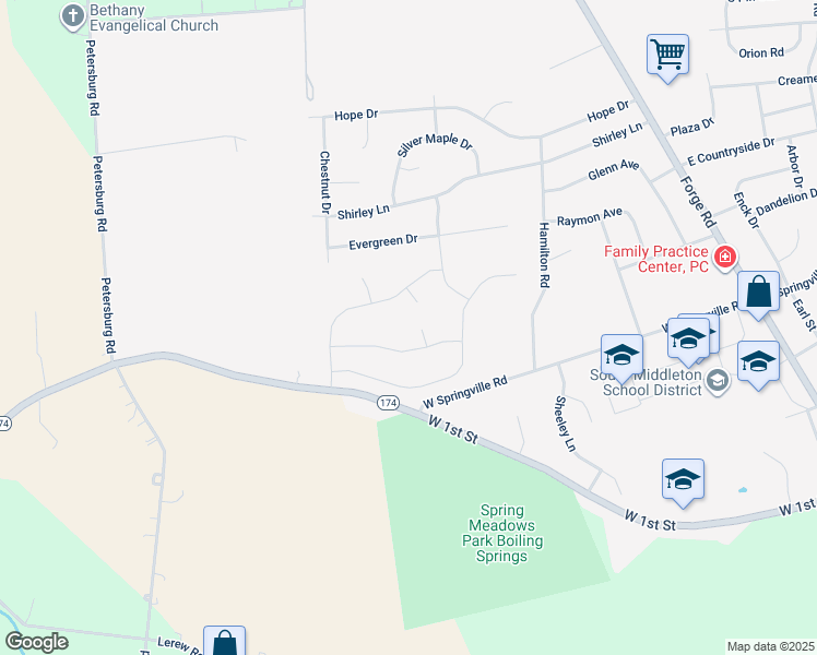 map of restaurants, bars, coffee shops, grocery stores, and more near 289 Ahl Home Lane in Boiling Springs