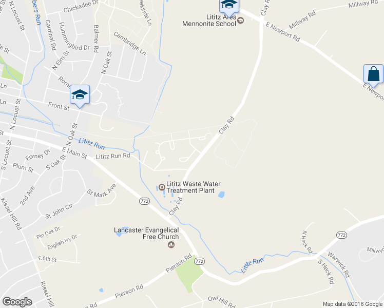 map of restaurants, bars, coffee shops, grocery stores, and more near 25 Sandstone Court in Lititz