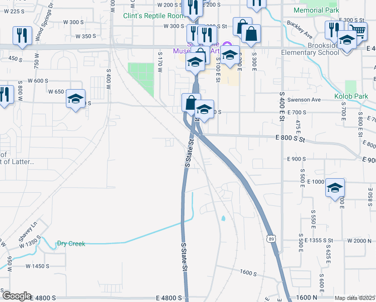 map of restaurants, bars, coffee shops, grocery stores, and more near 868 South State Road in Springville