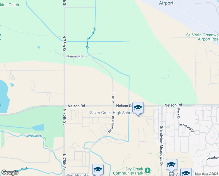 map of restaurants, bars, coffee shops, grocery stores, and more near 389 Disc Drive in Longmont