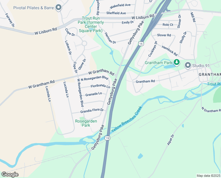 map of restaurants, bars, coffee shops, grocery stores, and more near 1099 Floribunda Lane in Mechanicsburg