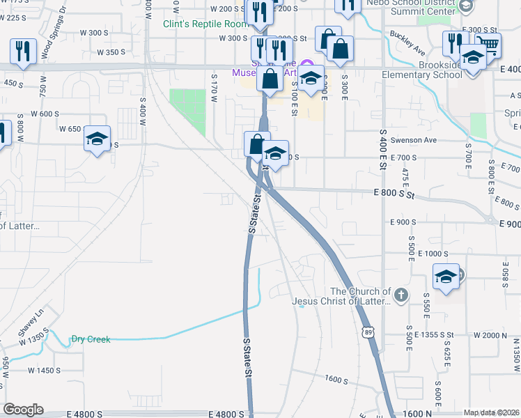map of restaurants, bars, coffee shops, grocery stores, and more near 835 South State Road in Springville