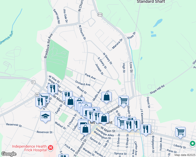 map of restaurants, bars, coffee shops, grocery stores, and more near 684 Park Avenue in Mount Pleasant