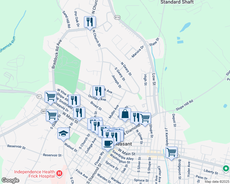 map of restaurants, bars, coffee shops, grocery stores, and more near 684 Park Avenue in Mount Pleasant