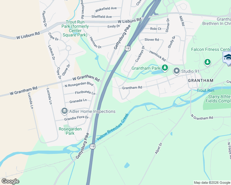 map of restaurants, bars, coffee shops, grocery stores, and more near 1017 Grantham Road in Mechanicsburg