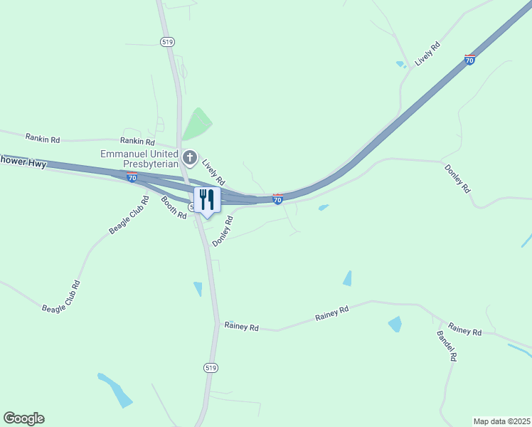 map of restaurants, bars, coffee shops, grocery stores, and more near 62 Donley Road in Eighty Four