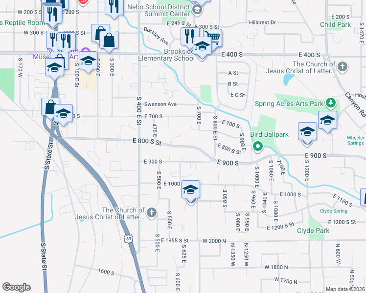 map of restaurants, bars, coffee shops, grocery stores, and more near 584 Walnut Glen Drive in Springville