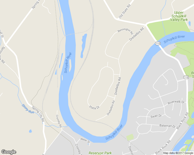 map of restaurants, bars, coffee shops, grocery stores, and more near 342 Vista Drive in Phoenixville