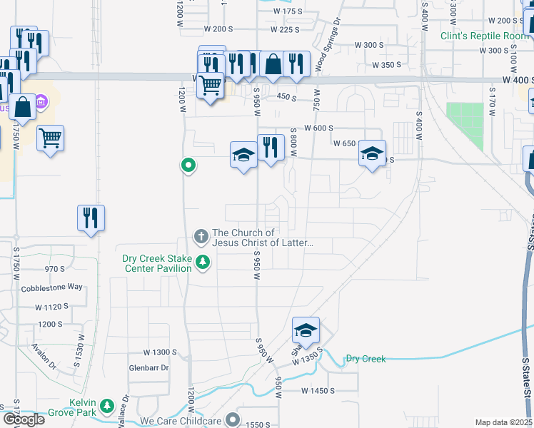 map of restaurants, bars, coffee shops, grocery stores, and more near 896 Huntington River Drive in Springville