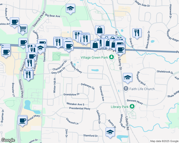 map of restaurants, bars, coffee shops, grocery stores, and more near 258 Wagon Trail N in Powell