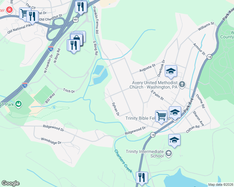 map of restaurants, bars, coffee shops, grocery stores, and more near 1506 Grandview Avenue in Washington