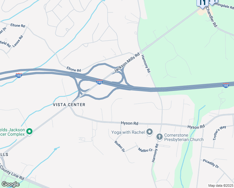 map of restaurants, bars, coffee shops, grocery stores, and more near 10 Abes Way in Jackson Township