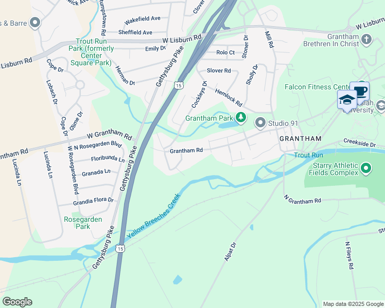 map of restaurants, bars, coffee shops, grocery stores, and more near 915 Grantham Road in Mechanicsburg