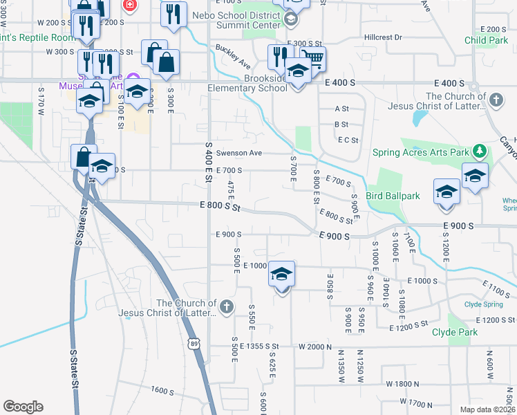 map of restaurants, bars, coffee shops, grocery stores, and more near 584 Walnut Glen Drive in Springville
