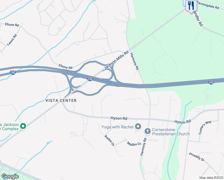 map of restaurants, bars, coffee shops, grocery stores, and more near 10 Abes Way in Jackson Township
