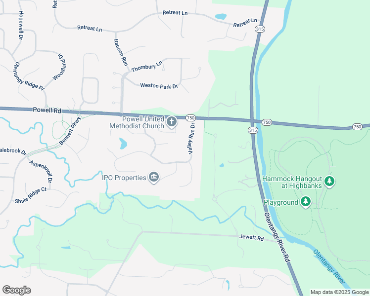map of restaurants, bars, coffee shops, grocery stores, and more near 121 Valley Run Drive in Powell