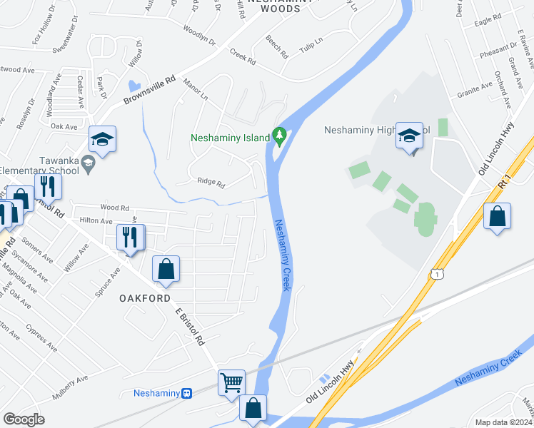 map of restaurants, bars, coffee shops, grocery stores, and more near 2081 Summit Avenue in Bucks County