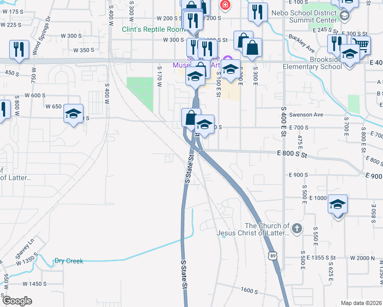 map of restaurants, bars, coffee shops, grocery stores, and more near 878 South Main Street in Springville
