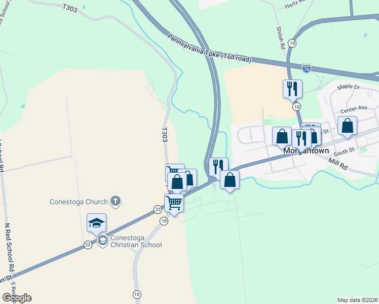 map of restaurants, bars, coffee shops, grocery stores, and more near in Morgantown