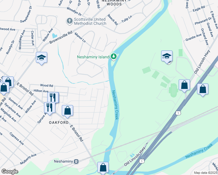 map of restaurants, bars, coffee shops, grocery stores, and more near 2081 Summit Avenue in Bucks County