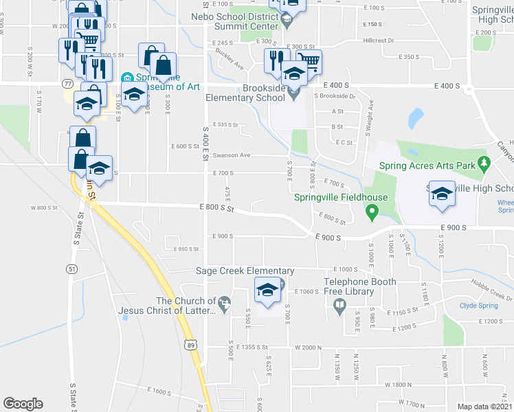 map of restaurants, bars, coffee shops, grocery stores, and more near 584 Walnut Glen Drive in Springville