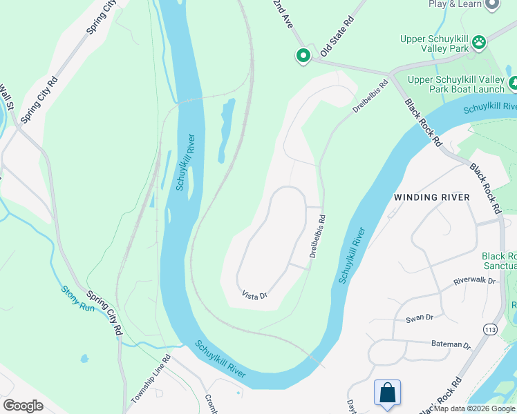map of restaurants, bars, coffee shops, grocery stores, and more near 342 Vista Drive in Phoenixville