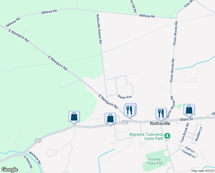 map of restaurants, bars, coffee shops, grocery stores, and more near 115 Rothsville Station Road in Lititz