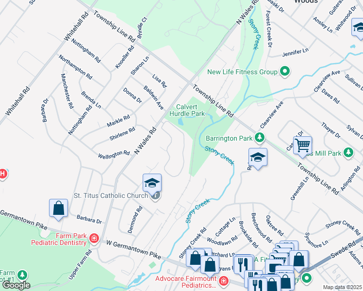 map of restaurants, bars, coffee shops, grocery stores, and more near 303 Deer Run in Eagleville