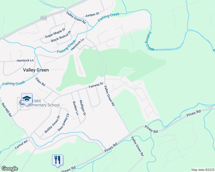 map of restaurants, bars, coffee shops, grocery stores, and more near 1330 Valley Green Road in Goldsboro