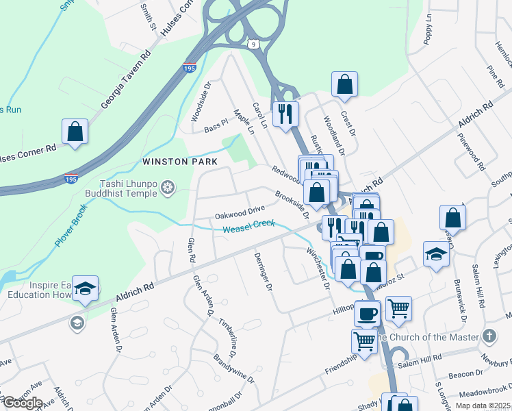 map of restaurants, bars, coffee shops, grocery stores, and more near 13 Oak Wood Drive in Howell Township