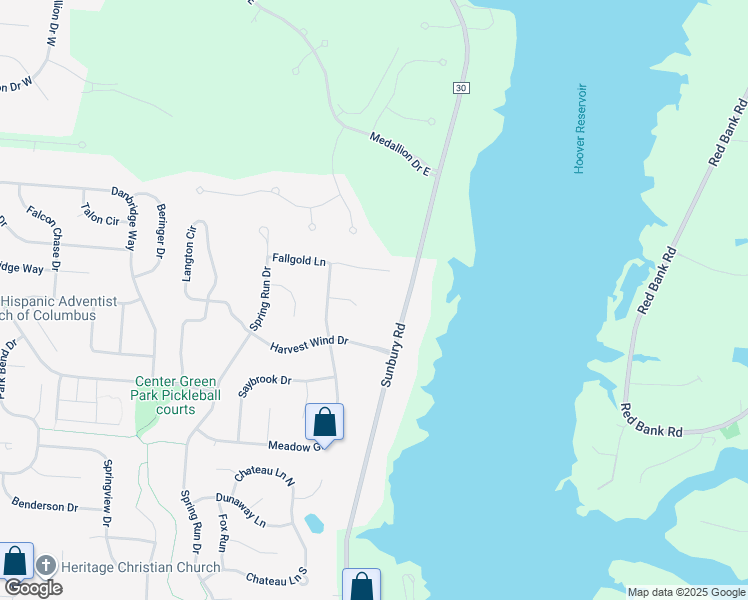 map of restaurants, bars, coffee shops, grocery stores, and more near 6348 Sunbury Road in Westerville