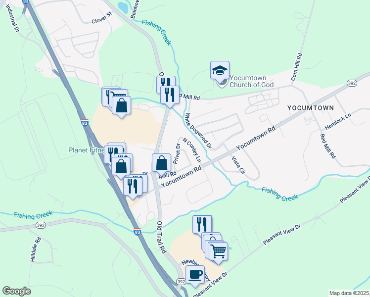 map of restaurants, bars, coffee shops, grocery stores, and more near 10 Bill Dugan Drive in Goldsboro
