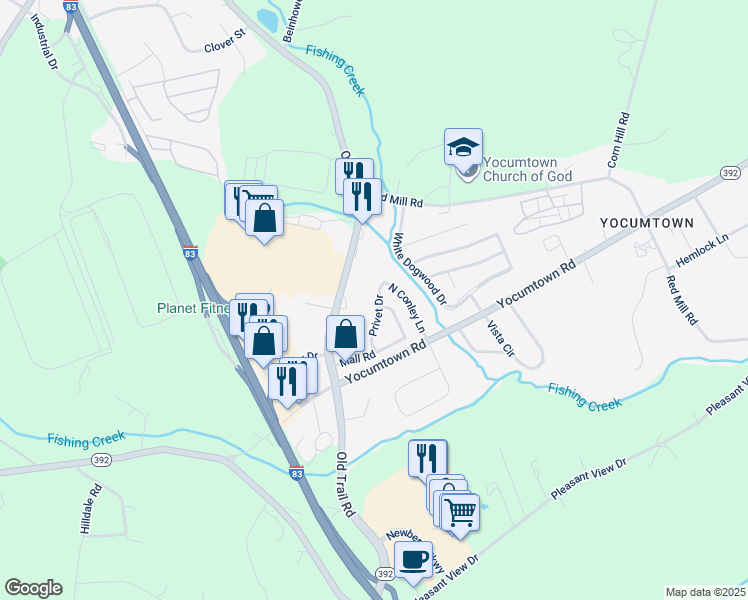 map of restaurants, bars, coffee shops, grocery stores, and more near 31 Privet Drive in Goldsboro