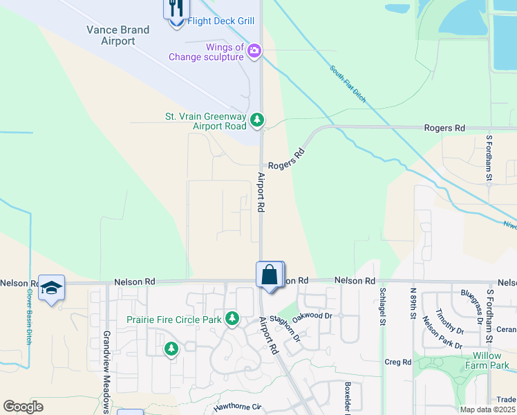 map of restaurants, bars, coffee shops, grocery stores, and more near 229 Airport Road in Longmont