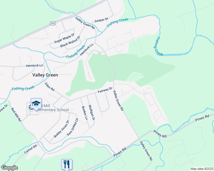 map of restaurants, bars, coffee shops, grocery stores, and more near 15 Fairway Drive in Valley Green