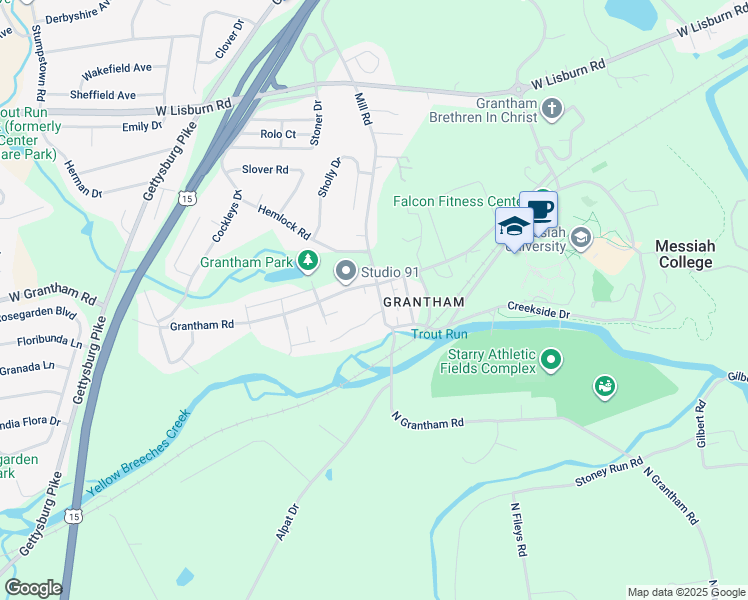 map of restaurants, bars, coffee shops, grocery stores, and more near 2708 Mill Road in Mechanicsburg