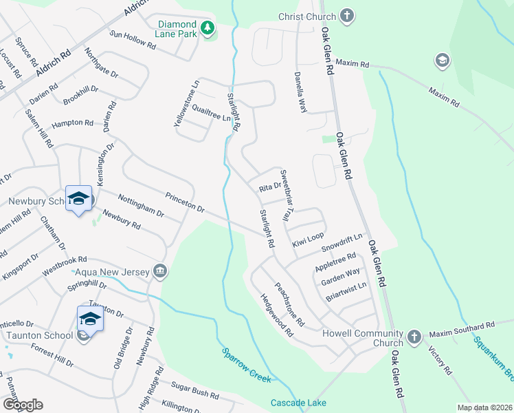 map of restaurants, bars, coffee shops, grocery stores, and more near 5 Rita Drive in Howell Township