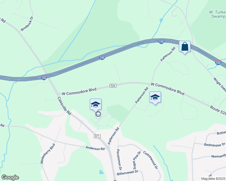 map of restaurants, bars, coffee shops, grocery stores, and more near 647 West Commodore Boulevard in Jackson Township