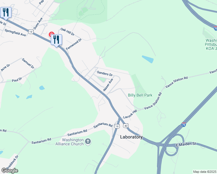 map of restaurants, bars, coffee shops, grocery stores, and more near 49 Naser Avenue in Washington