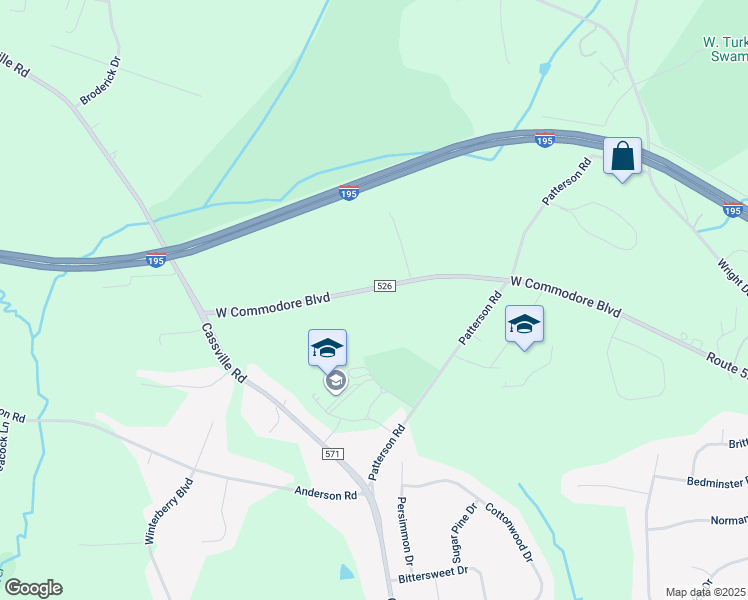 map of restaurants, bars, coffee shops, grocery stores, and more near 647 West Commodore Boulevard in Jackson Township