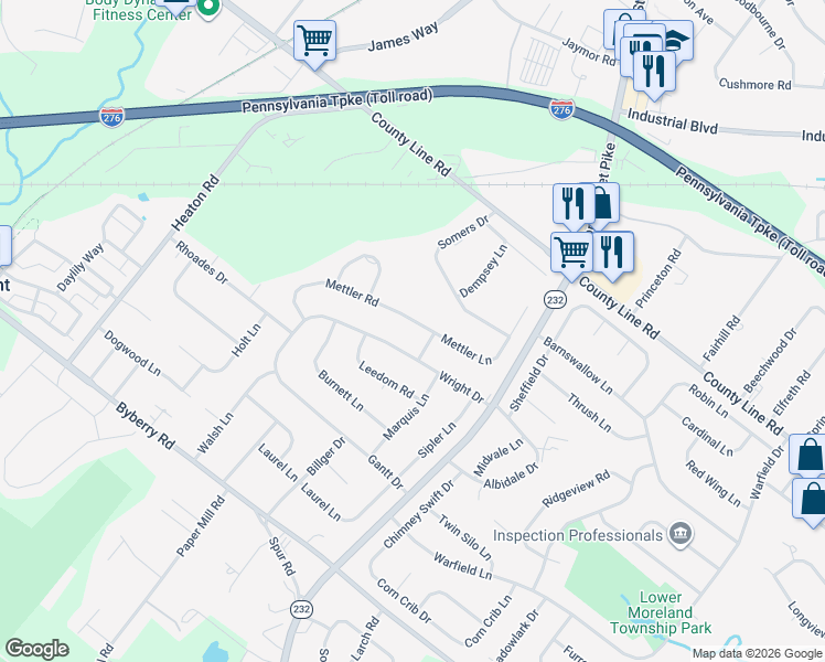 map of restaurants, bars, coffee shops, grocery stores, and more near 1224 Mettler Road in Montgomery County