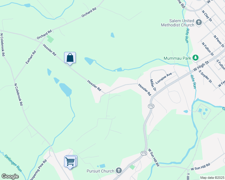 map of restaurants, bars, coffee shops, grocery stores, and more near 94 Hossler Rd in Manheim